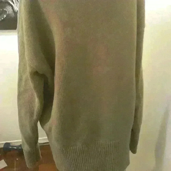 Philosophy Khaki knit scoop standard fit neck cotton long sleeve sweater  XL - Picture 2 of 5